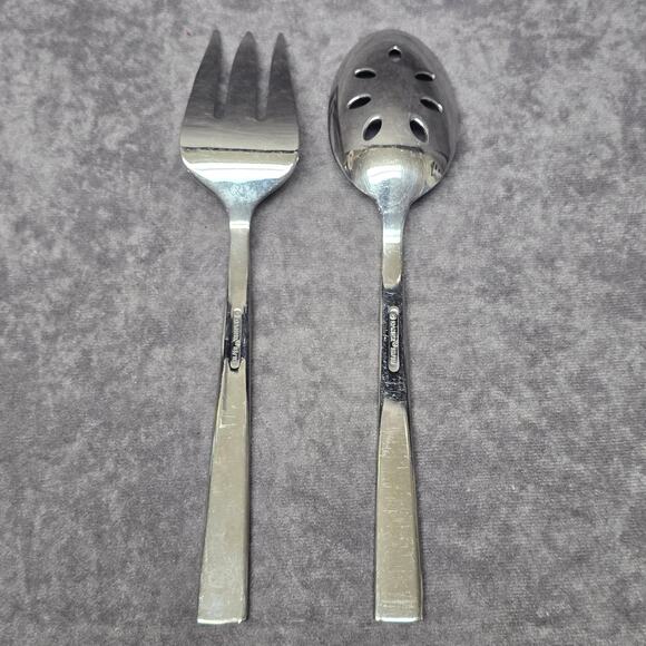 Dansk 18/10 Meridian Stainless Pierced Serving Spoon & Fork Salad Set Cutlery - Picture 3 of 7